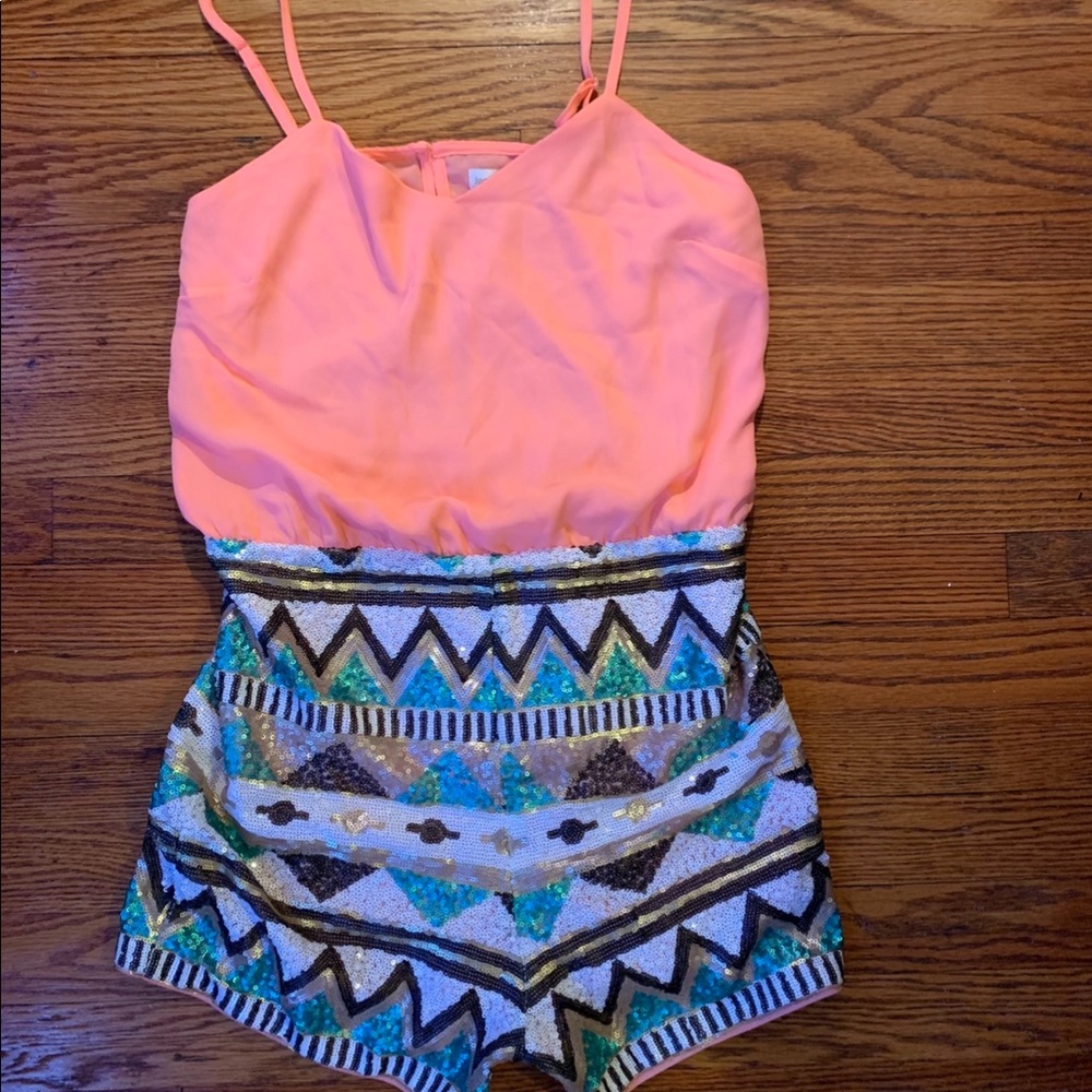 Romper - 1-piece neon Glitz sequined beaded romper